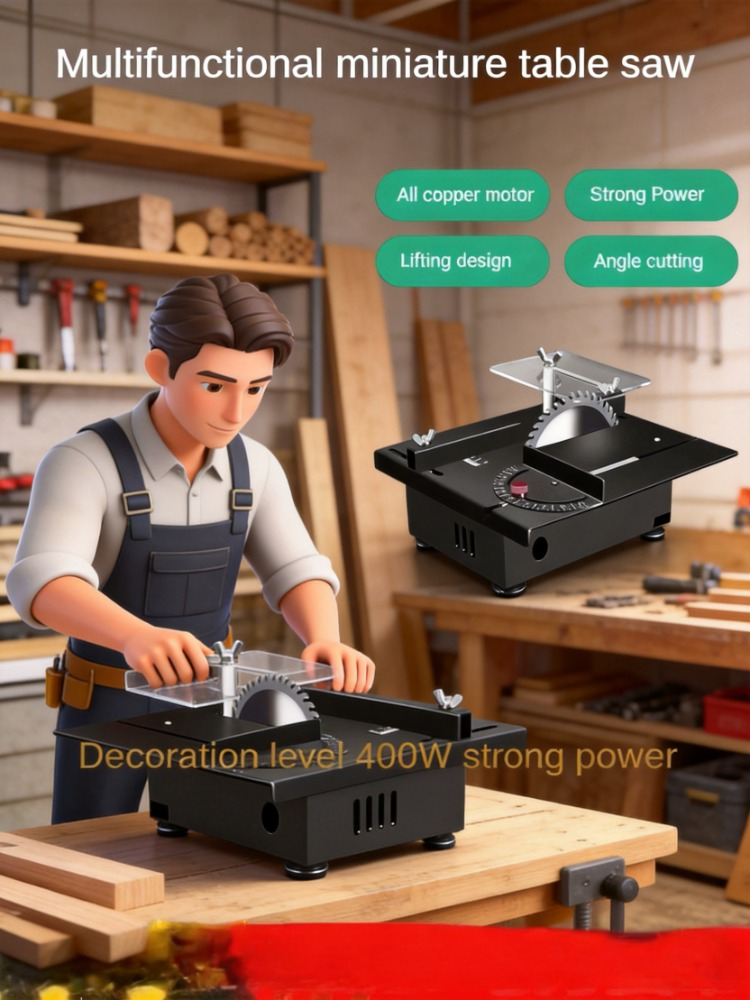 Mini Table Saw For Woodworking - 400Wミニデスクトップミニテーブルソー木工用小型チェーンソーテーブルミルモデルソー携帯用切断機