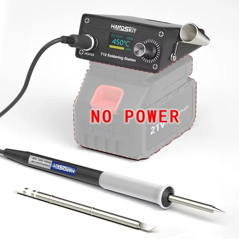 Digital Soldering Station T12 - T12デジタルはんだ付けステーション LCD温度制御付き - 電子機器修理用ポータブルリワークツールキット、電源は含まれていません