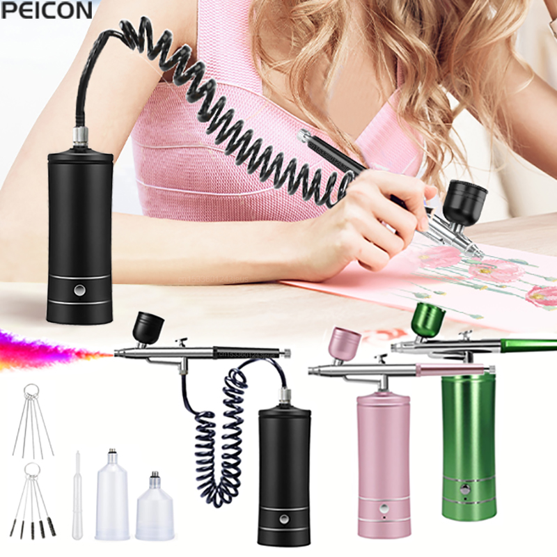 Airbrush Kit With Mini Compressor - エアブラシ塗装エアブラシ コンプレッサー付き ミニスプレーガン ペイントモデリング用 ペイントスプレー ポータブルエアブラシキット