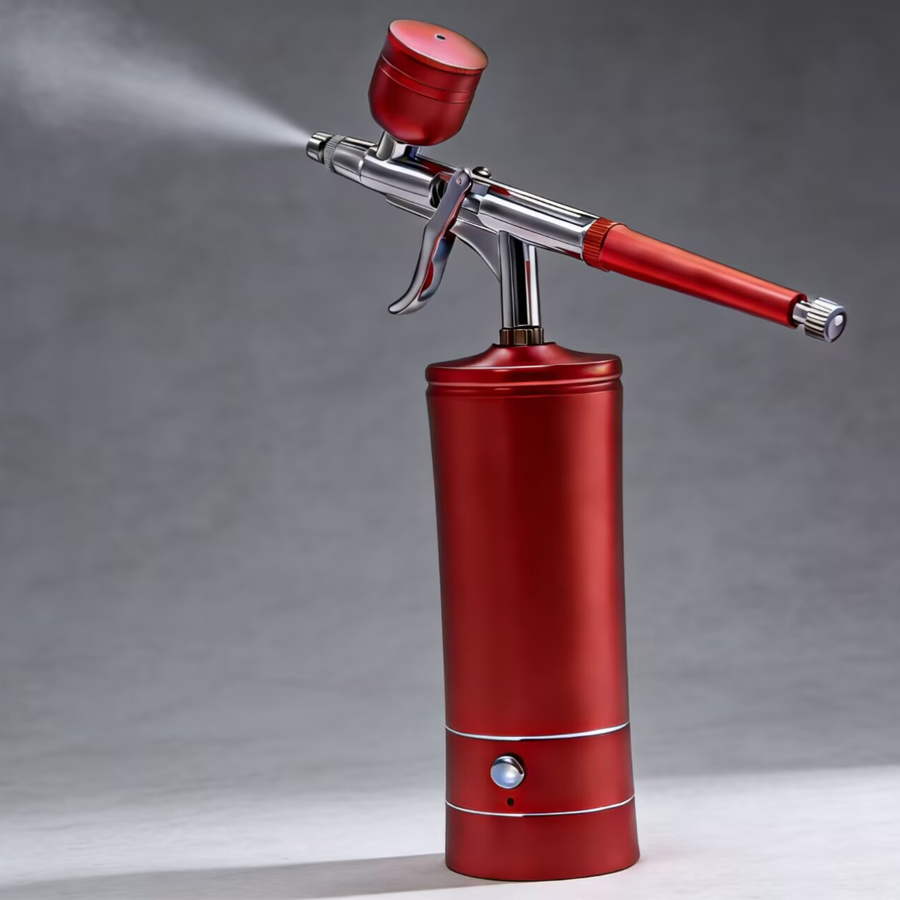 Airbrush Kit With Mini Compressor - コンプレッサー内蔵のポータブル充電式ワイヤレスエアブラシ。シングルアクションのスプレーガンで、顔の美容、ネイルアート、タトゥー、クラフト、ケーキのデコレーションなどに使用可能。