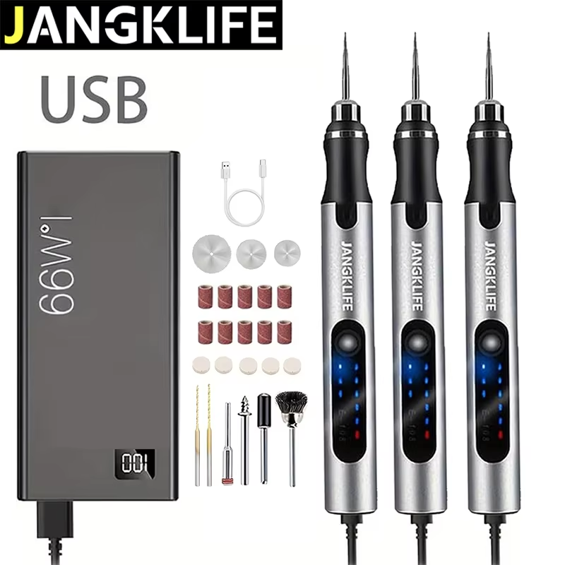 Cordless Rotary Tool Kit Accessories - JANGKLIFE USB充電式回転ツールキット 木工彫刻ペン DIYクラフト彫刻、おもちゃフィギュアDIY