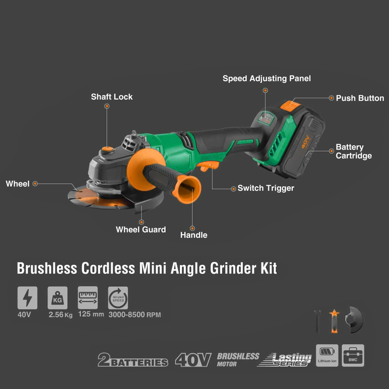 125mmリチウムコードレス40vブラシレスアングルグライン - Brushless Angle Grinder Battery Powered のレビューと価格