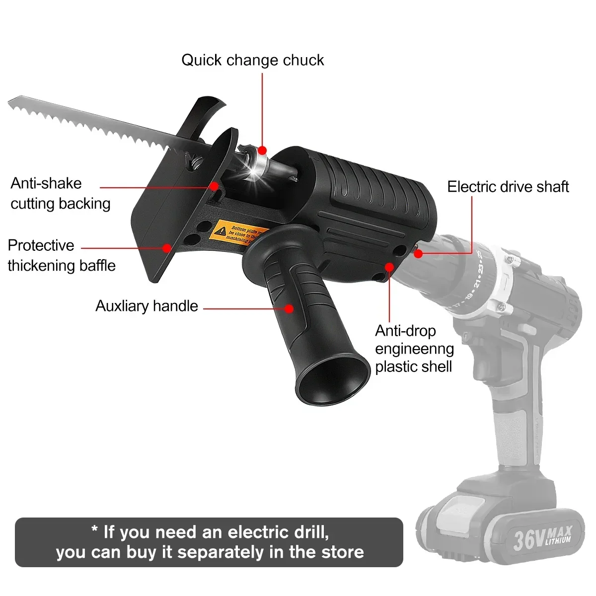 ポータブルレシプロソーアダプター電動ドリル改造電動のこぎり新 - Reciprocating Saw Attachment Drill のレビューと価格