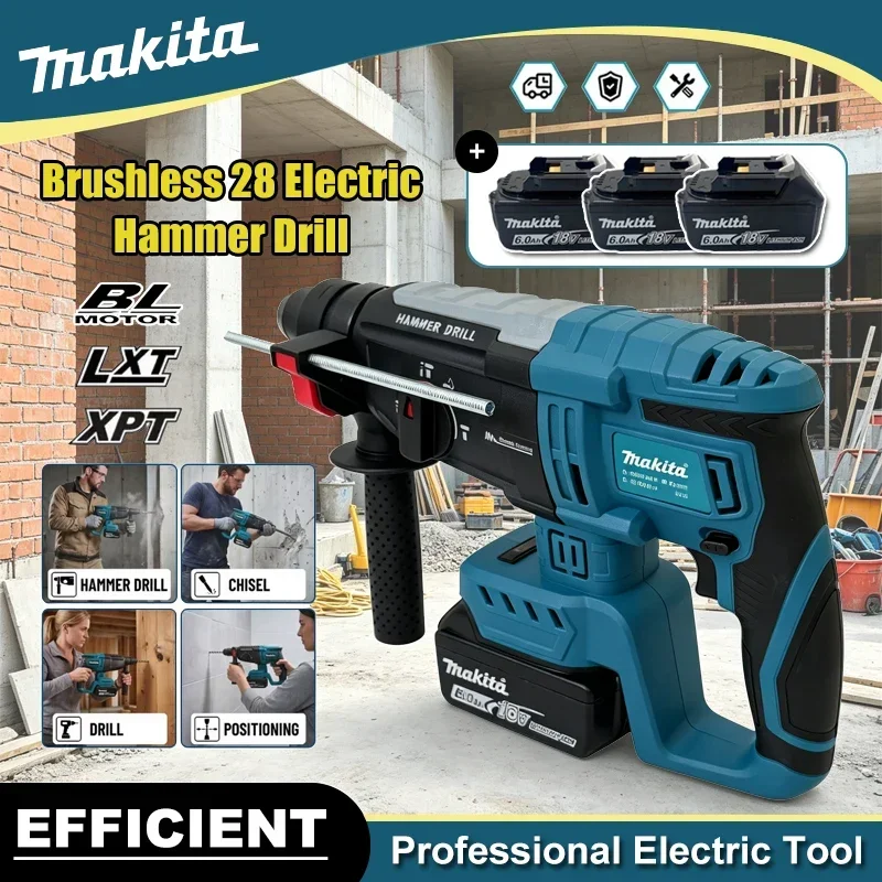 マキタブラシレス電動ハンマードリル 28 ミリメートル多機能 - Brushless Cordless Electric Drill 18V のレビューと価格