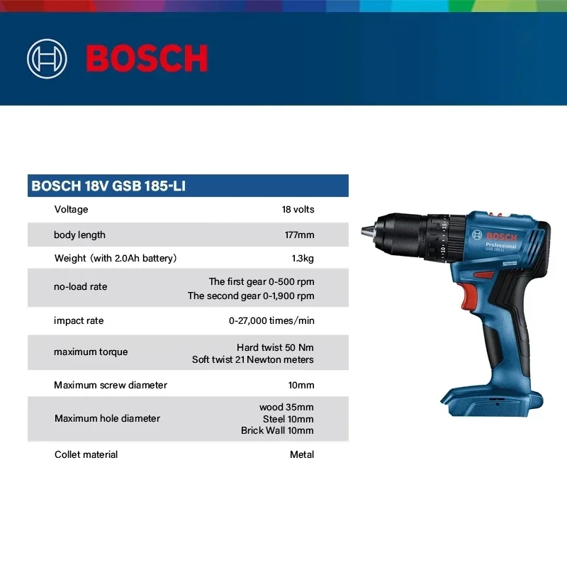 ボッシュ GSB 185-LI 18V ブラシレス コードレ - Brushless Cordless Electric Drill 18V のレビューと価格