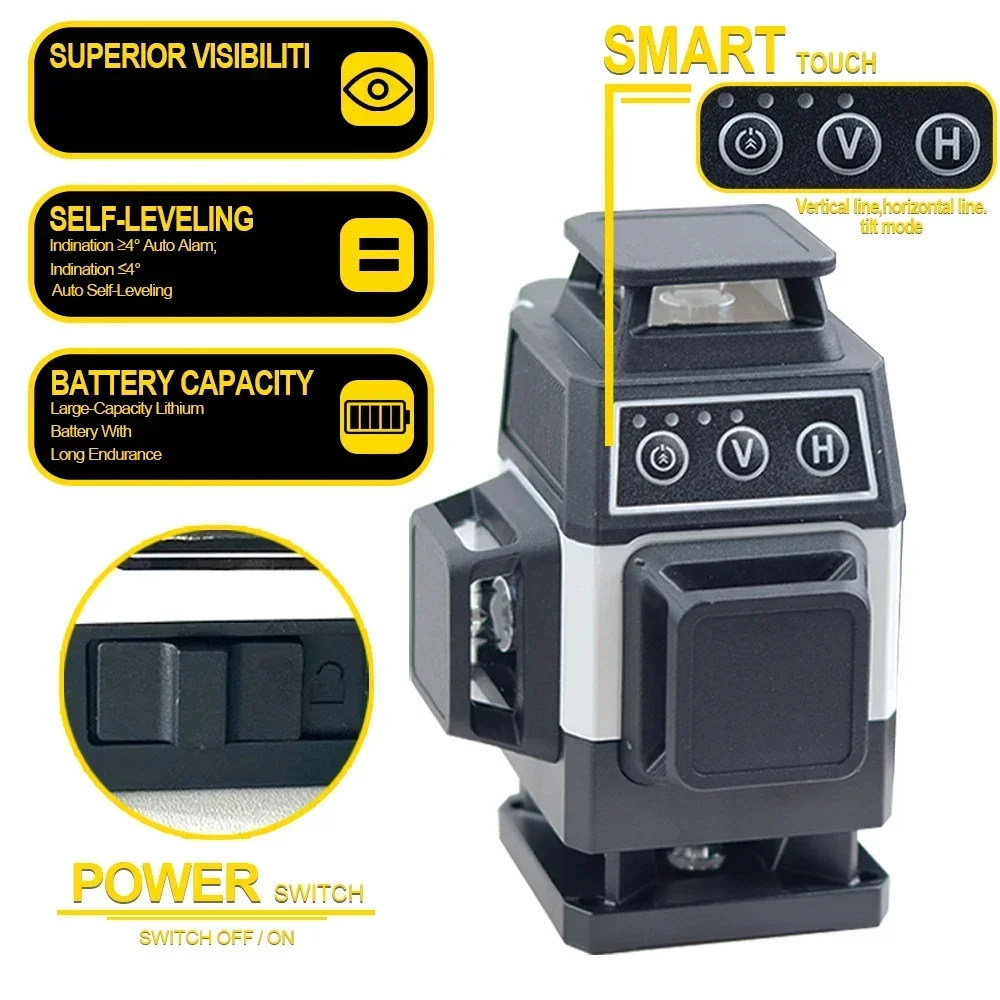 16ライン レーザーレベル 4D 自動水平調整機能付き レー - Laser Level 16 Lines 4D Green のレビューと価格