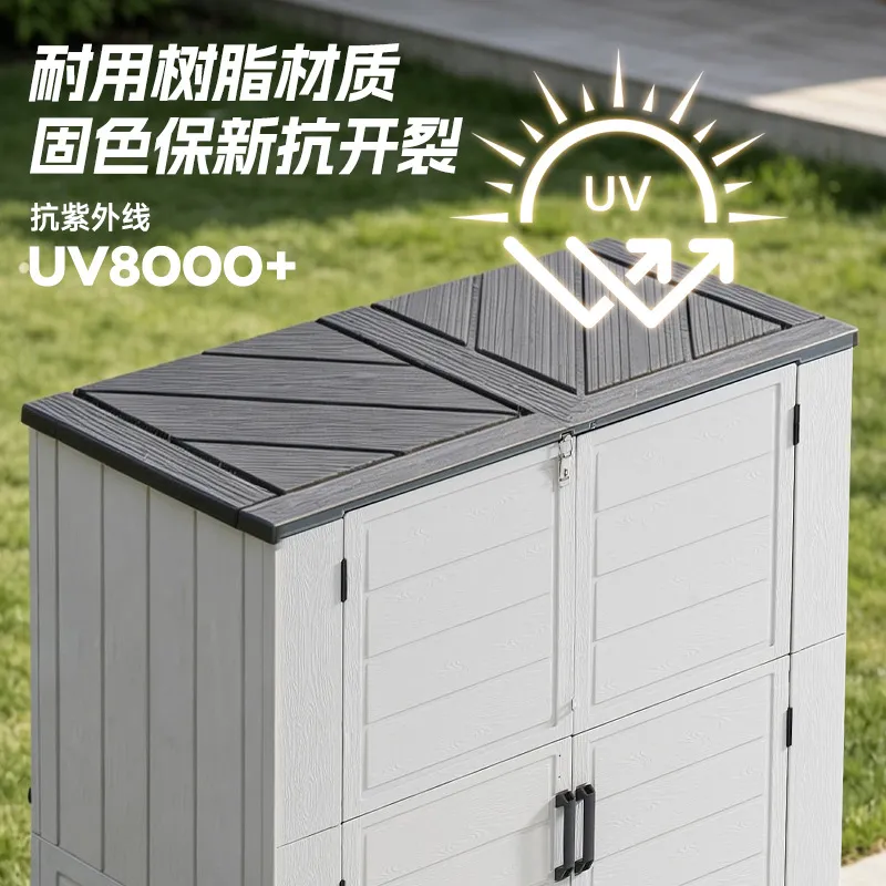 中型HDPE製屋外収納キャビネット ガーデン・中庭用雑貨ロッ - Garden Tools のレビューと価格