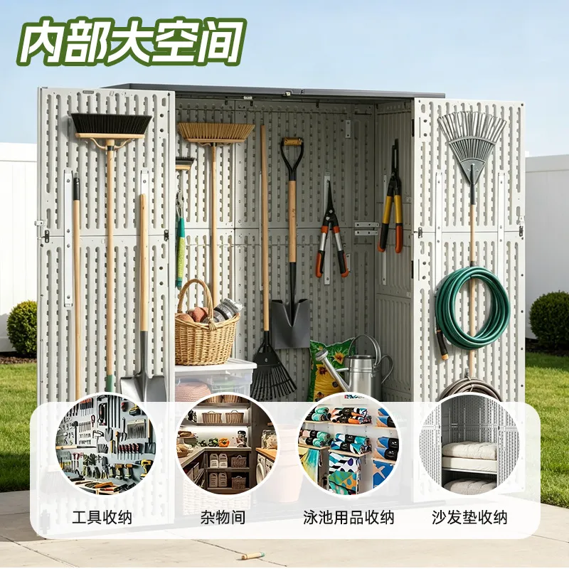 中型HDPE製屋外収納キャビネット ガーデン・中庭用雑貨ロッ - Garden Tools のレビューと価格