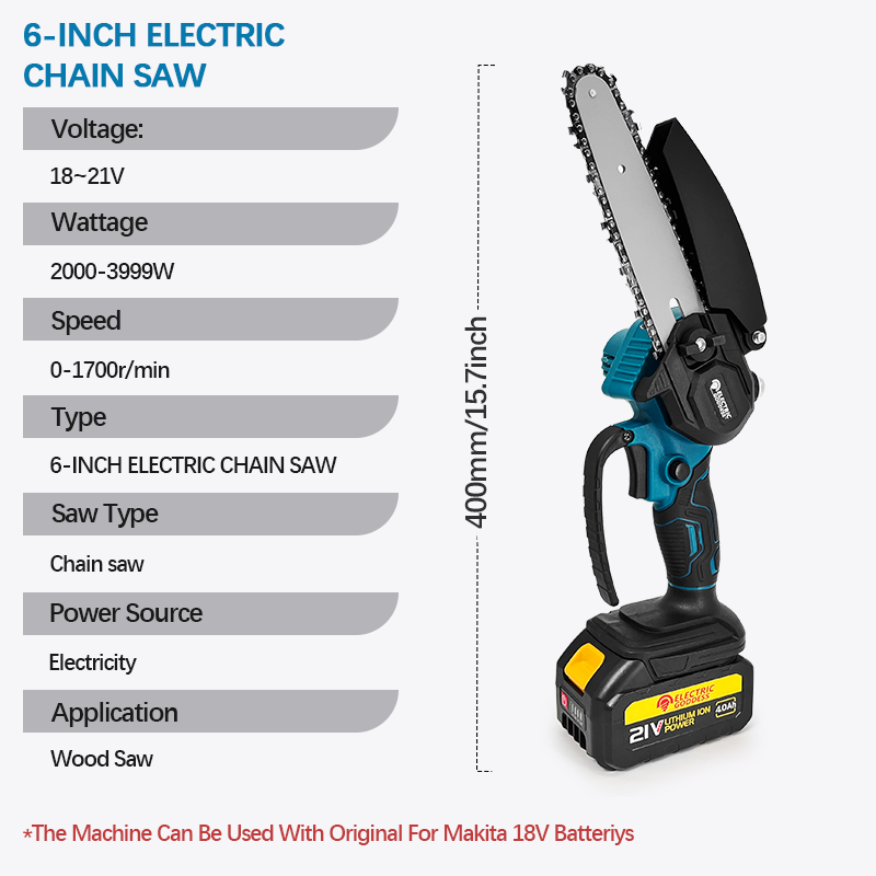 1700RPM 6 インチミニコードレス電動チェーンソー片手 - Mini Electric Chainsaw 6 Inch のレビューと価格