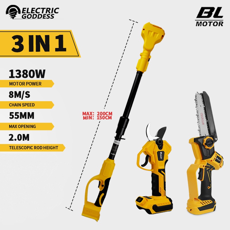 ブラシレス6インチ電動チェーンソー伸縮式ポール剪定ばさみ高枝 - Mini Electric Chainsaw 6 Inch のレビューと価格