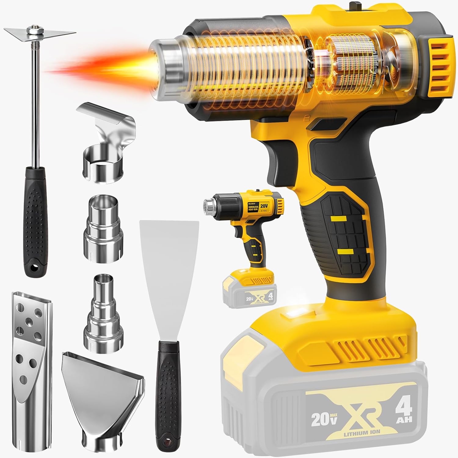 コードレスヒートガン、20Vバッテリー対応、7種類のノズルと - Cordless Heat Gun For Shrink Tubing のレビューと価格
