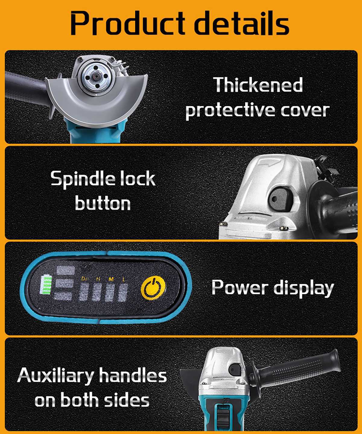 マキタバッテリーピン用21Vブラシレスアングルグラインダー、 - Brushless Angle Grinder Battery Powered のレビューと価格