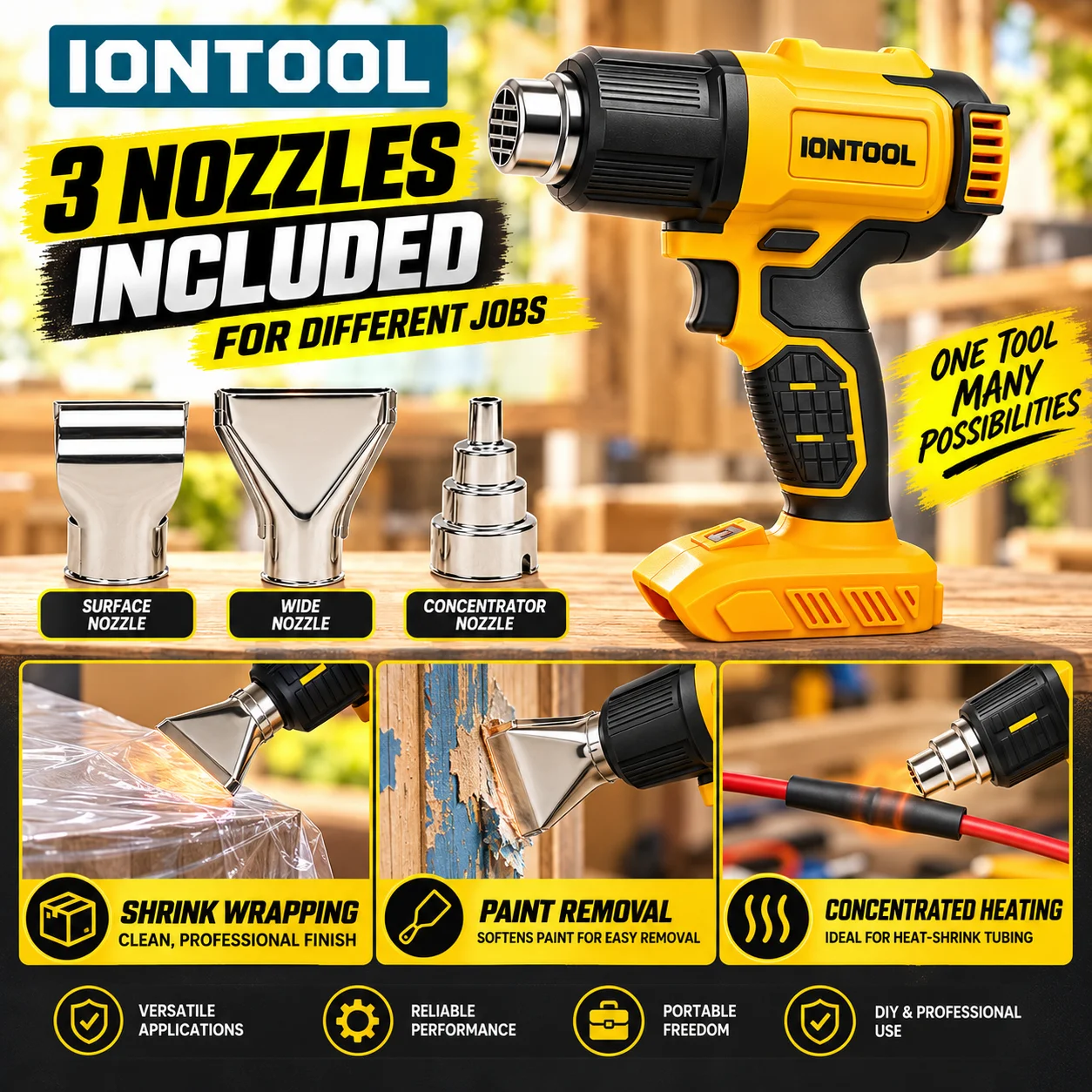IONTOOL イエロー 550 ℃   急速加熱、コンパク - Cordless Heat Gun For Shrink Tubing のレビューと価格